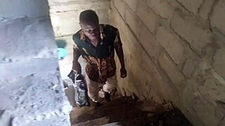 a street boy tricked an orange seller into a rough fuck in an empty building