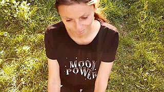 Neighbor Thanks With Brunette Cunnilingus Orgasm