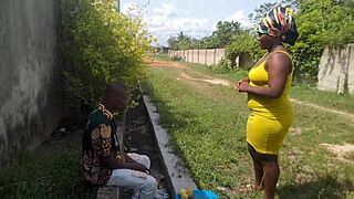 a street boy tricked an orange seller into a rough fuck in an empty building