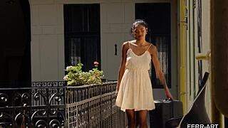 Barbie Rous Bends Over For Interracial Fucking With Natural Tits!