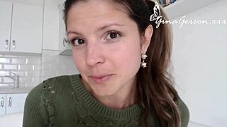 Gina Gerson shares petite blonde secrets in homemade fan interview