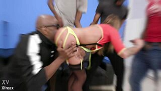 Waka Waka Blacks Pound Silvia Dellai Wet in 4on1 DAP with Gapes and Creampie Swallow