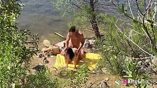 Lesbian couple kissing and performing cunilingus