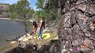 Lesbian couple kissing and performing cunilingus