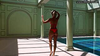 is this russian pornstar mary kalisy nude by the pool?