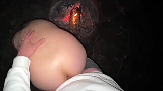 creampie by the campfire during wild public camping sex