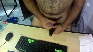 Ever Seen Me Jerk My Big Black Cock Over a Desk and Cum Hard?