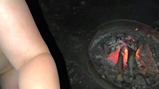 creampie by the campfire during wild public camping sex