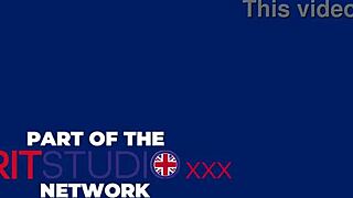 Hot British teen gets spitroasted.