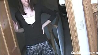 little 18+ cutie dominates with feet in bdsm stockings, sexy and cute lesbian femdom play