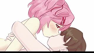 Thick natsuki starts with kissing before riding cowgirl, her big ass leading to creampie.