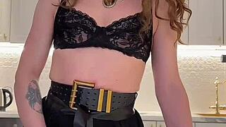 Wild crossdress action with Iskra's amazing cum shot, wow!