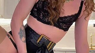 Wild crossdress action with Iskra's amazing cum shot, wow!