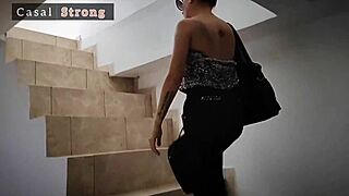 woman surprises man with big-ass friend in threesome video