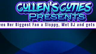 Ivy Minx teases her biggest fan with a sloppy wet blowjob, ending in a hot facial