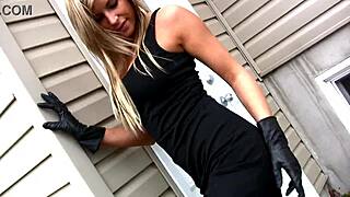 My hot new girlfriend smokes outside, teasing in sexy lingerie.