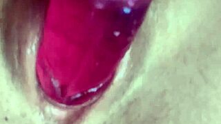 That Tight Little Pussy Stretches for a Big Dildo