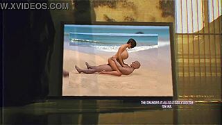 ina berry gets wild on the beach with father-in-law in intense anime action with monster cock