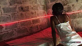 Damn! Ebony babe blows hot while fingering pussy with vibrator