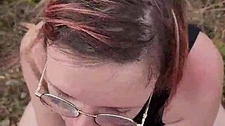 I loved giving a petite blowjob outdoors during my sexy Cyprus trip with my hot couple.