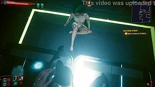 Judy Alvarez lured by Valerie into strip dancing in Night City. Lesbian sex unfolds in Cyberpunk 2077 gameplay.