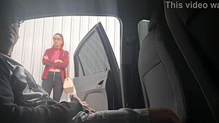 Risky Street Handjob for Student at Bus Stop