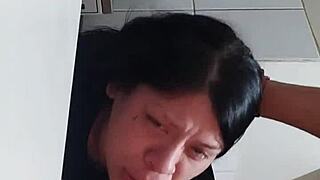 This milf was cooking and got fucked, filled with cum