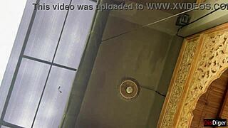 Girl walks with cum on face in busy cafe