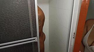 Emotional My stepmom sucks me off in the shower with passion