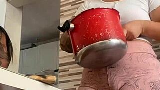 My friend with big pussy flashes during lunch help.