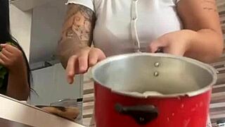 My friend with big pussy flashes during lunch help.