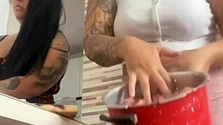 My friend with big pussy flashes during lunch help.