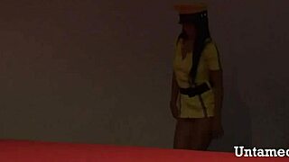 horny brunette stripper rips clothes while masturbating on stage