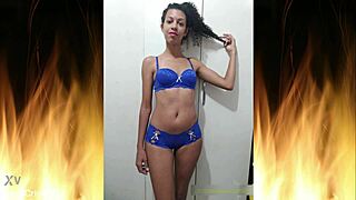 I’m Obsessed with This Beautiful Brunette in Blue Lingerie Trailer 01