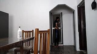 Perverted Stepfather Spies and Masturbates in Bathroom