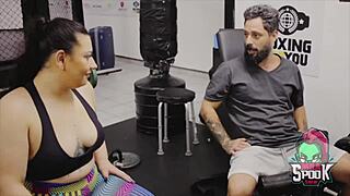 Instead of lifting weights, I rode Mario's cock with my fat ass during workout.