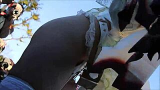 ebony tgirl masturbates in stockings 😈