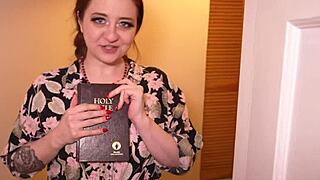 The pastor's daughter joins for a bible study session at a home