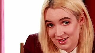 British student flashes upskirt with curvy body for instructions.