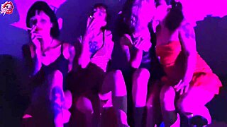 Four Little Sluts Smoke And Worship Feet While Stripping And Kissing In Lingerie.