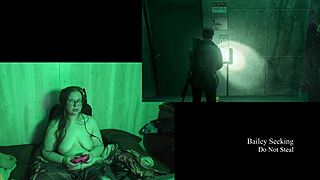 naked brunette with big ass plays lake house game