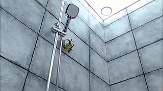 girl teases and plays in the bathroom