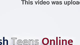 Hot 18-year-old brunette masturbates outdoors in panties for first time