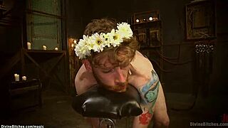 fat femdoms pegging bound male sub in kinky 3some session