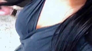 Angel Lima fingers herself in public shopping with anal plug