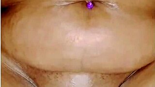 trying glass dildo