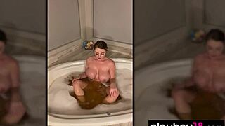 busty brunette milf sophie dee relaxes in the bath