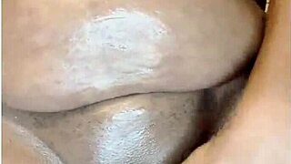 trying glass dildo