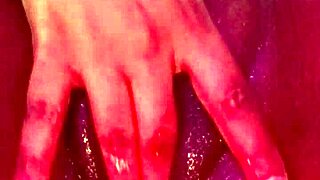 ebony babe fingers her wet pussy hard until she cums loudly in intense masturbation session