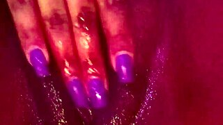 ebony babe fingers her wet pussy hard until she cums loudly in intense masturbation session